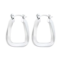 Orecchini a cerchio rettangolari a torsione in finitura argento lucido da donna - Linea Intrecciata (020502) / Filo Torsione Argento