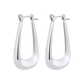 Orecchini a cerchio a forma di U in argento lucido con chiusura a scatto per donna - Forma U Argento