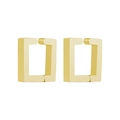 Minimalist square geometric clip-on earrings in polished golden titanium steel - Square / Gold