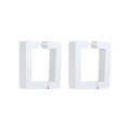 Minimalist square U-shaped silver clip-on earrings with matte finish for non-pierced ears - Square / Silver