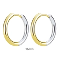 Polished 16mm two-tone gold and silver hoop earrings with secure clasp for women - 2.5*16mm Inner Diameter Two-Tone