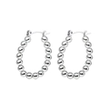 Orecchini a cerchio minimalisti in acciaio al titanio argento con perle tonde lucide da donna - Argento con Perline