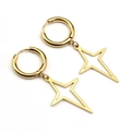 Golden titanium steel hoop earrings with hanging North Star charms for men - Gold
