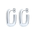 Orecchini a cerchio rettangolari in acciaio al titanio argento lucido con design minimalista - Forma U No.2 Argento