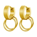 Orecchini a doppia cerchio dorati in acciaio inossidabile per un look a strati elegante - Oro