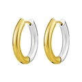 Chic two-tone gold and silver titanium steel oval hoop earrings with high polish finish - 3.0*16mm (1 Piece) / Gold and Silver Two-tone