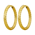 Elegante gouden gehamerde oorringen van titaniumstaal met gepolijste afwerking - 8mm / Gestippeld Patroon / 1 Stuk / Goud