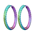 Regenboog ronde oorringen van titanium staal met honingraat textuur oppervlak - 8mm / 1 Stuk / Gestippeld Patroon Veelkleurig
