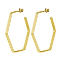 Boucles d'oreilles créoles hexagonales dorées en acier inoxydable poli pour femmes - Or 21mm