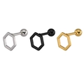 Minimalist stainless steel hexagonal stud earrings in silver, black, and gold finishes - 6mm / Hexagon / Silver