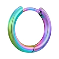 Pendientes de aro arcoíris de acero inoxidable pulido con cierre de bisagra seguro - Diámetro Interior 8mm, Grosor 3.0mm (1 Pieza) / Arcoíris