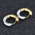 Classic gold and silver two-tone chunky hoop earrings in polished stainless steel - Single Piece / Inner Diameter 14mm Thickness 4.0mm / Two-tone (Gold & Silver)