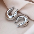Boucles d'oreilles créoles larmes en acier inoxydable sur soie champagne - Petit Style Lisse / Pack de 1 paire / Acier