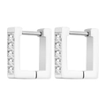 Silver square huggie earrings featuring five sparkling round cubic zirconia stones - Square with Zirconia (15mm) / Steel