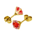 Détail des boucles d'oreilles en zircon rouge avec sertissage à quatre griffes plaqué or - Style Zircon Orange / 3.0mm (1 pièce) / Or