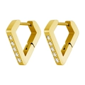 Golden V-shaped titanium steel ear cuff with single row of white zircon stones - Diamond-Shape with Zirconia (14mm) / Gold