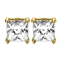 Unisex Magnet-Ohrringe mit Zirkonia im Prinzessschliff und goldfarbenem Finish - 5mm / Quadratischer Zirkonia Gold