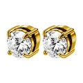 Unisex gold magnetic stud earrings with round clear zircon and four-claw setting - 6mm / Round Zirconia Gold