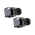 Paire de boucles d'oreilles noires en acier inoxydable et zircone cubique ronde - Zirconia Rond 4mm / Fermoir Disque Noir Zirconia Noir (Seul)