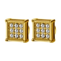 Quadratische goldene Magnet-Ohrstecker mit Zirkonia für Damen und Herren ohne Ohrlöcher - 7mm / Feiner Runder Zirkonia Gold