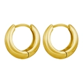 Pendientes de aro dorados gruesos minimalistas con acabado pulido espejo en par simétrico - 4.5*12mm / Dorado