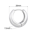 Pendientes de aro plateados de 20mm en acero de titanio con banda gruesa de 7,5mm - 5.0*14mm / Plateado