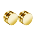 Minimalist gold-plated magnetic stud earrings with a polished cylindrical finish - 8mm / Round Magnet Gold