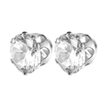 Silberne magnetische Ohrstecker mit runden Zirkonia in einer klassischen Sechs-Krallen-Fassung - 5mm / 6-Krallen Zirkonia Stahlfarbe
