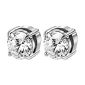 Unisex silver magnetic clip-on earrings with round brilliant-cut cubic zirconia studs - 5mm / Round Zirconia Steel Color