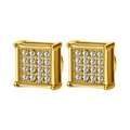 Unisex-Magnetohrringe Gold Quadratisch mit 16 Zirkonia-Steinen im Mikropavé-Stil - 9mm / Feiner Runder Zirkonia Gold