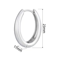 Pendiente de aro ovalado de acero de titanio pulido plata, talla 23mm por 17mm - Oval 17*23mm / Plateado
