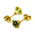 Boucles d'oreilles en acier titane doré avec zircons vert-jaune et serti à 4 griffes - Style Zirconia Vert Olive / 3.0mm (1 pièce) / Or