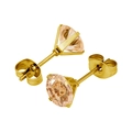 Boucles d'oreilles classiques à 4 griffes en zircon champagne et acier doré - Style Zircon Champagne / 3.0mm (1 pièce) / Or