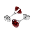 Orecchini a perno in acciaio al titanio con brillanti zirconi AAA rossi a taglio tondo - Argento+Zirconia Rosso Granato