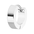Polished silver stainless steel hoop earrings with wide flat surface and snap closure - 1 Piece (2.0*7mm) / Steel