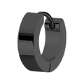 Minimalist black polished titanium steel huggie earring with wide flat hoop design - 1 Piece (2.0*7mm) / Black