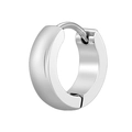Gros plan de boucles d'oreilles créoles en acier inoxydable poli avec fini miroir - 2.0x7mm / Couleur Acier (1 Pièce)