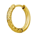 Ronde oorringen van titaniumstaal met gehamerde textuur en gepolijste gouden finish - 8mm / Half Sterrenpatroon Goud (Alleen Per Stuk)