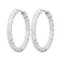 Zilveren ronde creolen met geometrisch ruitpatroon gemaakt van gepolijst titanium staal - 8mm / Diamant Patroon / 1 Stuk / Staalkleur