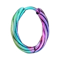 Regenboogkleurige gedraaide titanium stalen oorringen met een metalen spiraaltextuur - 8mm / 1 Stuk / Gedraaid Patroon Veelkleurig