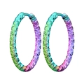 Regenboog gradiënt ringoorbellen van titaniumstaal met geometrische textuur - 8mm / 1 Stuk / Diamantpatroon Veelkleurig