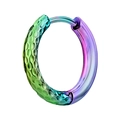 Regenboog gradiënt titanium stalen oorring met honingraat textuur en kliksluiting - 8mm / 1 Stuk / Half Sterrenpatroon Veelkleurig