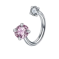 Horseshoe piercing ring in silver finish with pink and white cubic zirconia stones - 12mm Inner Diameter / Steel Color White Pink Zirconia