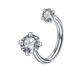 Silver horseshoe barbell piercing with clear round cubic zirconia and horseshoe C-shape design - 12mm Inner Diameter / Steel Color+White+Colorful