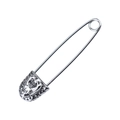 Silberner Büroklammer-Ohrring mit strukturierter Nadelspitze und poliertem Metall-Finish - Schlangenkopf-Sicherheitsnadel-Ohrstecker (Stahlfarbe)