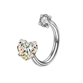 Silver horseshoe body piercing ring with heart-shaped and round cubic zirconia stones - 8mm Diameter / Steel Color+White+Colorful