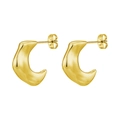 Polished golden stainless steel C-shaped minimalist stud earrings for women - Thick Crescent Style (0725) / Gold