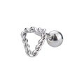 Silver twisted wire heart stud earring with secure screw back ball closure - Triangle Twisted Style