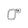 Silver geometric twisted square stud earrings made of high-grade stainless steel - Square Twisted Style