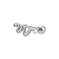 Silver snake ear stud with detailed scales and ball back made of titanium steel - Snake